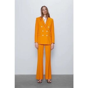 Worn once! Zara Women’s Double Breasted Marigold Jacket and matching PANT rare!